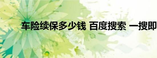 车险续保多少钱 百度搜索 一搜即得