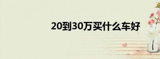20到30万买什么车好