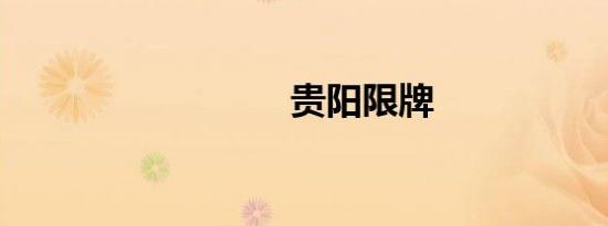 贵阳限牌