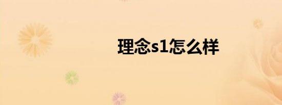 理念s1怎么样