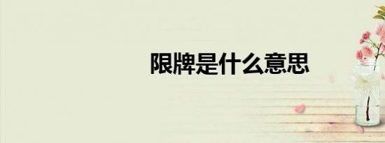 限牌是什么意思
