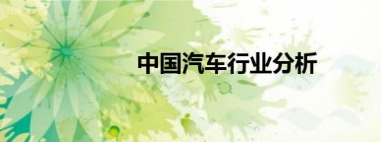 中国汽车行业分析