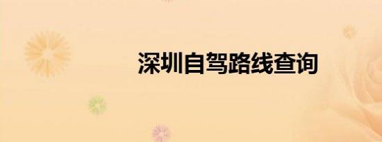 深圳自驾路线查询